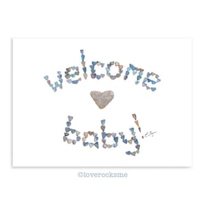 Welcome baby card, new baby card, sweet baby card, love rocks pebble art, baby shower card, baby shower gift
