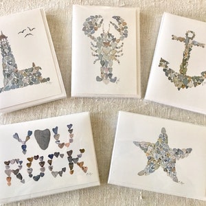 Maine made cards, boxed card sets, coastal birthday cards, card gift sets, heart rock art, pebble art, cards of love, Maine made gifts