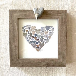 Framed heart print, heart of hearts art, heart rock frame, gifts with love, heart full of love, heart rocks art, Valentine's gift image 1