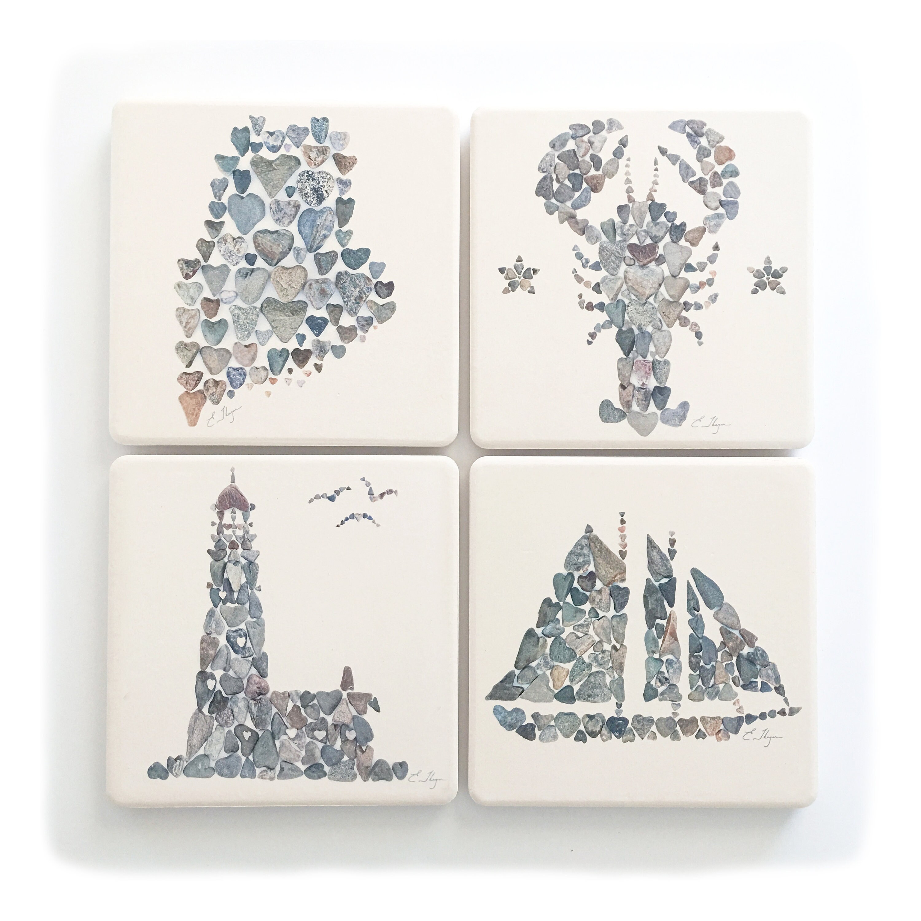 Maine coasters, Maine coaster set, Maine art gifts, Maine housewarmin…