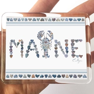 Maine magnet, Maine lobster magnet, Maine art gifts, Maine lobster gifts, Maine wedding favor, Maine made gifts, Maine party favors