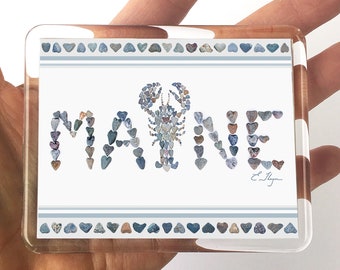 Maine magnet, Maine lobster magnet, Maine art gifts, Maine lobster gifts, Maine wedding favor, Maine made gifts, Maine party favors