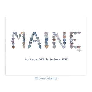 Maine note card, Maine love card, Maine gifts, Maine souvenir, Maine swag, State of Maine card, to know me is to love me, heart rocks