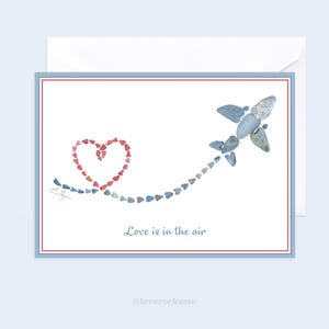 Love Is In The Air Card, Airplane Wedding, Skywriting Valentine, Airline, Pilot, Heart Rocks