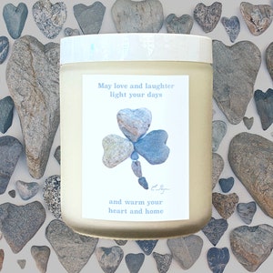 Irish blessing candle, Irish blessing gifts, Irish candle, St. Patrick&#39;s Day gifts, Shamrock gifts, Heart rocks, Maine made gifts