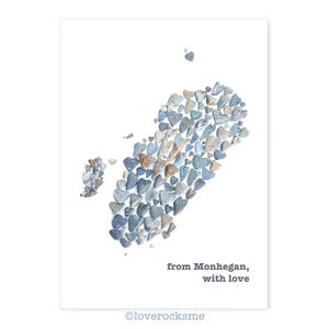 Monhegan island card, Monhegan island Maine, Maine card, Monhegan map, love rocks pebble art, Monhegan souvenier, Monhegan gift, Maine gifts