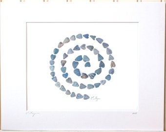 Spiral print, Spiral decor, Spiral poster, Spiral wall art, Spiral art print, Spiral symbol, Spiral gift, Maine made gifts, heart rocks art