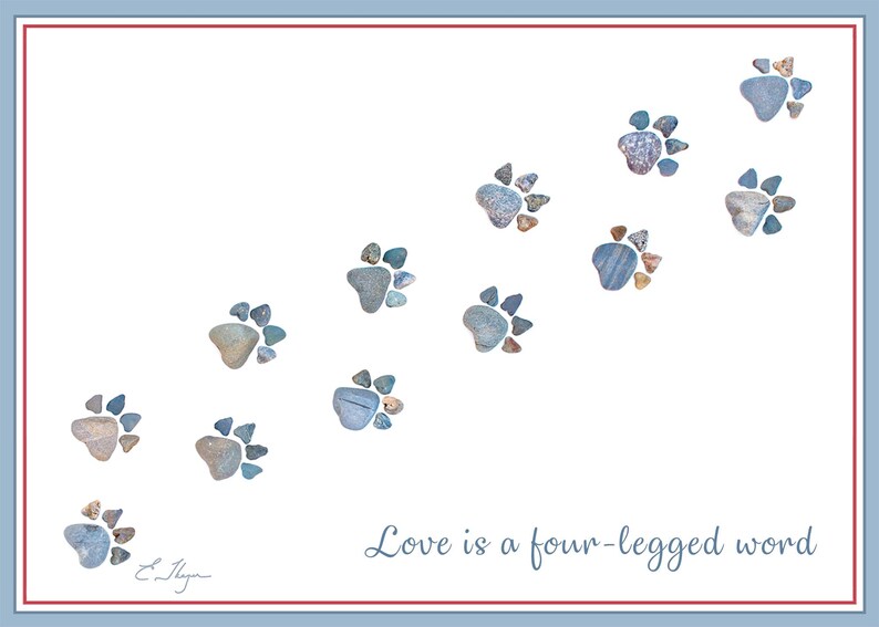 Paw Prints Pet Sympathy Card, Dog Condolence or Adoption, Pet Love image 3