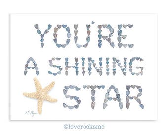 You're a shining star card, inspirational card, card of encouragement, graduation card, uplifting quotes, uplifting gift