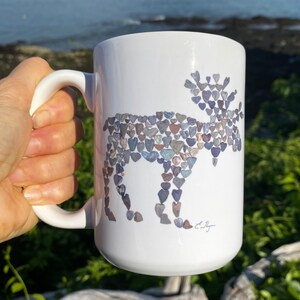 Moose mug, Moose lover gift, Maine mug, Moose kitchen decor, Wildlife mug, Nature mug, Lakehouse mug, Maine housewarming gift, heart rocks