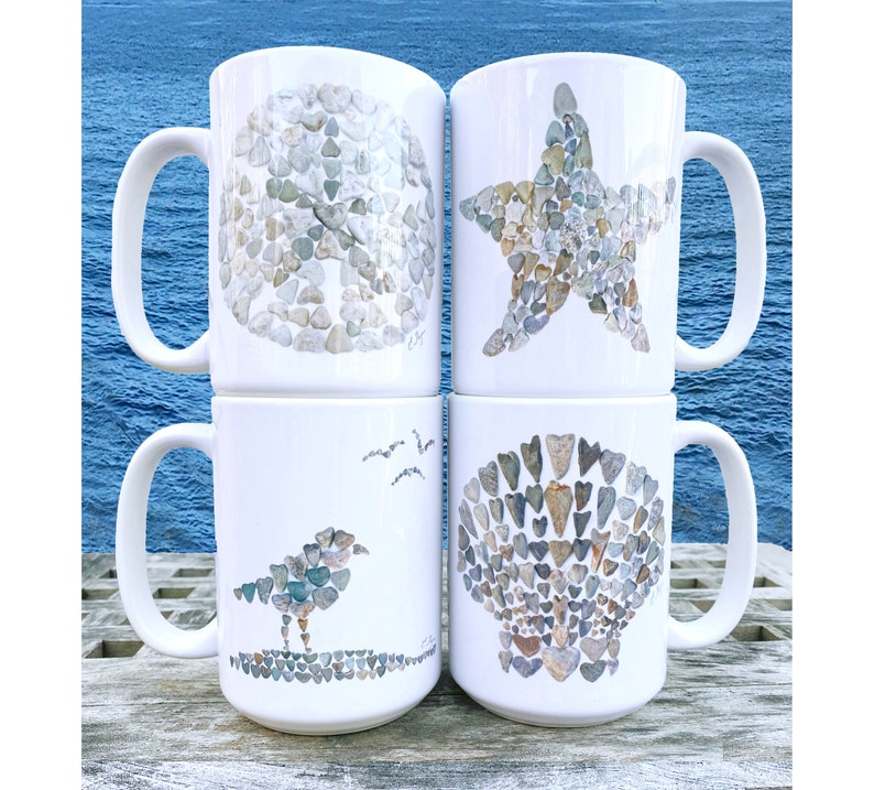 Seashore Mugs Coastal Mug Set Beach Mug Set Starfish Mug Etsy