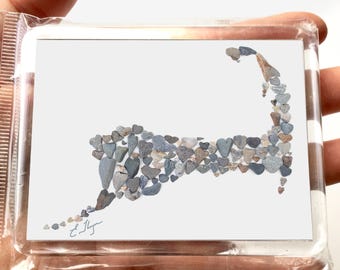 Cape Cod Magnet, Cape Love Wedding Party Favor Gifts, Heart Rocks