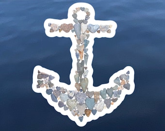 Anchor vinyl sticker, Anchor lover gifts, Anchor decal, Nautical sticker, Nautical decal, Nautical party favor, Heart rocks art