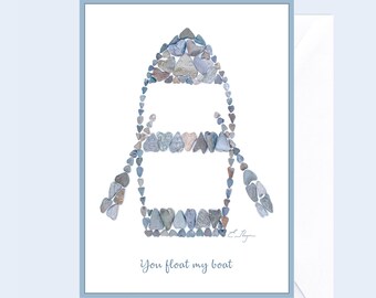 You Float My Boat Card, Coastal Love Note, Nautical Valentine