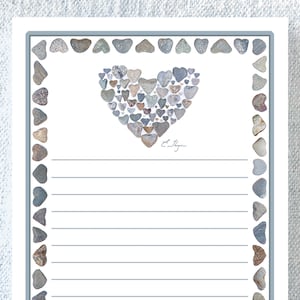 Heart of hearts notepad, heart memo pad, beach party favors, love writing pad, bridal shower favor, heart rock lover gifts, heart of hearts image 1