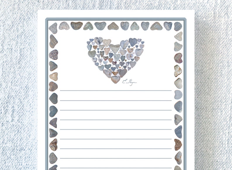 Heart of hearts notepad, heart memo pad, beach party favors, love writing pad, bridal shower favor, heart rock lover gifts, heart of hearts image 1