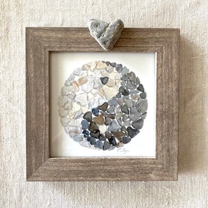 Framed Yin Yang print, Yin-Yang art print, Yin Yang decor, Yin and Yang symbol, Yin Yang gift, Black and white art, Zen decor, heart rocks
