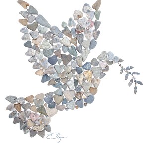 Peace on Earth card, Christmas dove card, beach Christmas card, coastal Christmas cards, unique holiday cards, Christmas love, pebble art bild 2