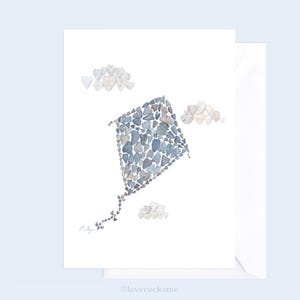 Kite Flying Card, Sky and Clouds Note, All Occasion Summer Stationary
