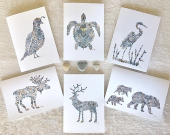 Wildlife cards, Wildlife note cards, Wildlife card set, Moose card, Deer card, Bear card, Heron card, Turtle card, Quail card, Maine made