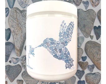 Hummingbird candle, Hummingbird art gifts, Hummingbird lover, Bird lover candle, Gift for a bird lover, 100% pure candle, Maine made gifts