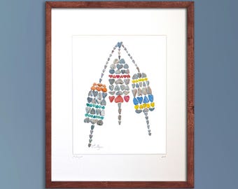 Lobster Buoys Art Print, Coastal Wall Decor, Nautical Decorating