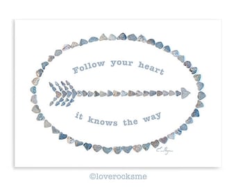 Follow your heart card, encouragement card, motivational card, inspirational card, follow your dreams card, follow your arrow card