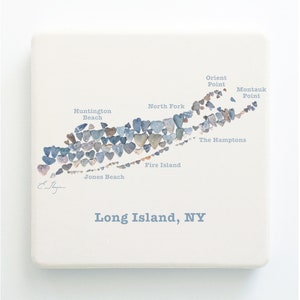 Long Island map coasters, Long Island NY coasters, Long Island gifts, Long Island NY, Long Island love, Long Island wedding, Long Island art