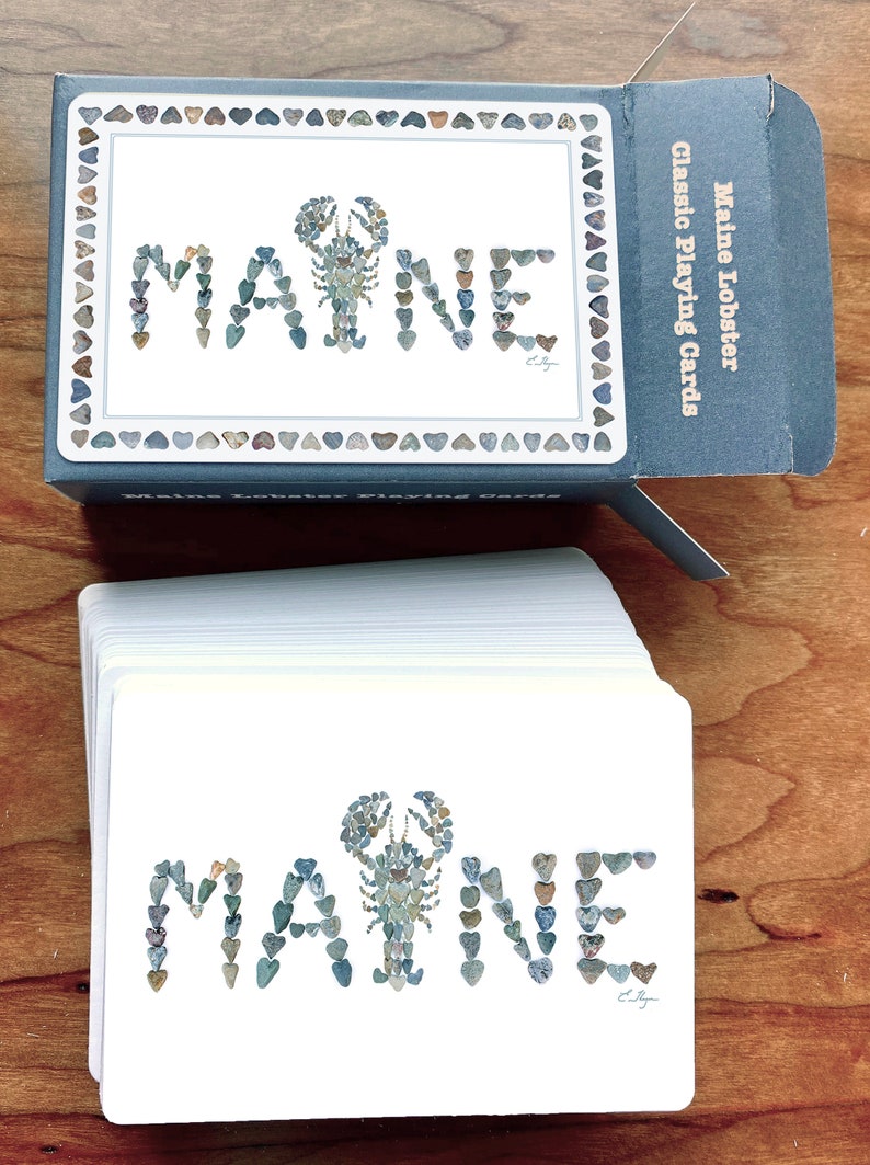 Maine playing cards Maine card deck Maine lobster art Maine Etsy