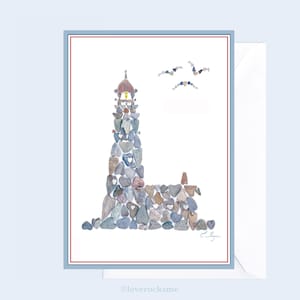 Lighthouse Card, Coastal and Nautical Stationary, Beach Thank You