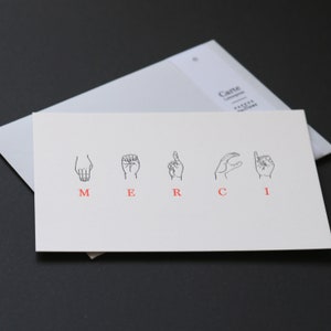 Carte Merci en alphabet dactylologique et Impression typographique