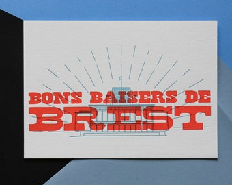 Letterpress Card Good Kisses from Brest