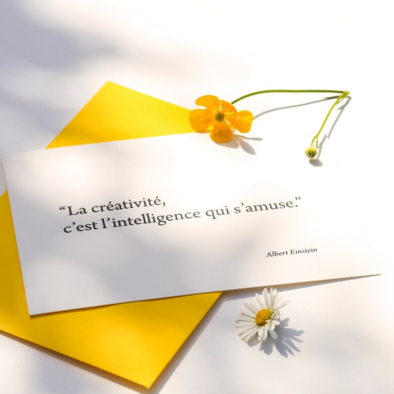 Carte Letterpress citation sur la Créativité d'Einstein image 4