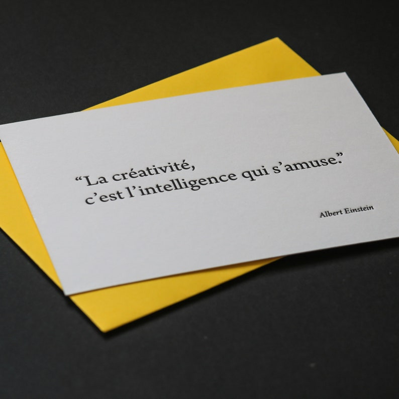 Carte Letterpress citation sur la Créativité d'Einstein image 2