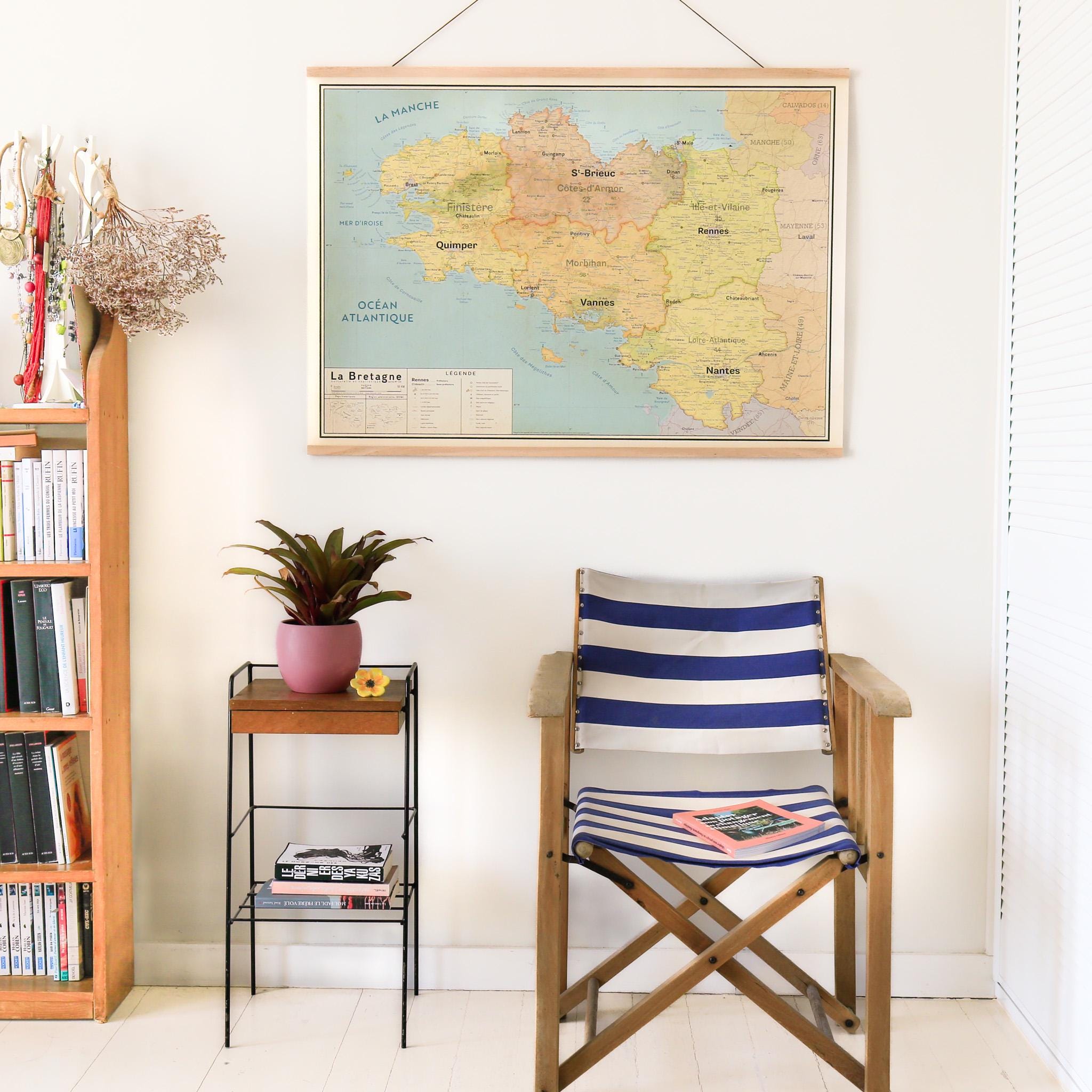 Poster Map of Brittany 2025 Vintage Style: Cultural and Tourist Treasures - Pappus Éditions