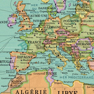 Affiche Carte du monde Actuel Style vintage, World map, Mappemonde, planisphère détaillé en français Worldmap Murale 2021 image 6
