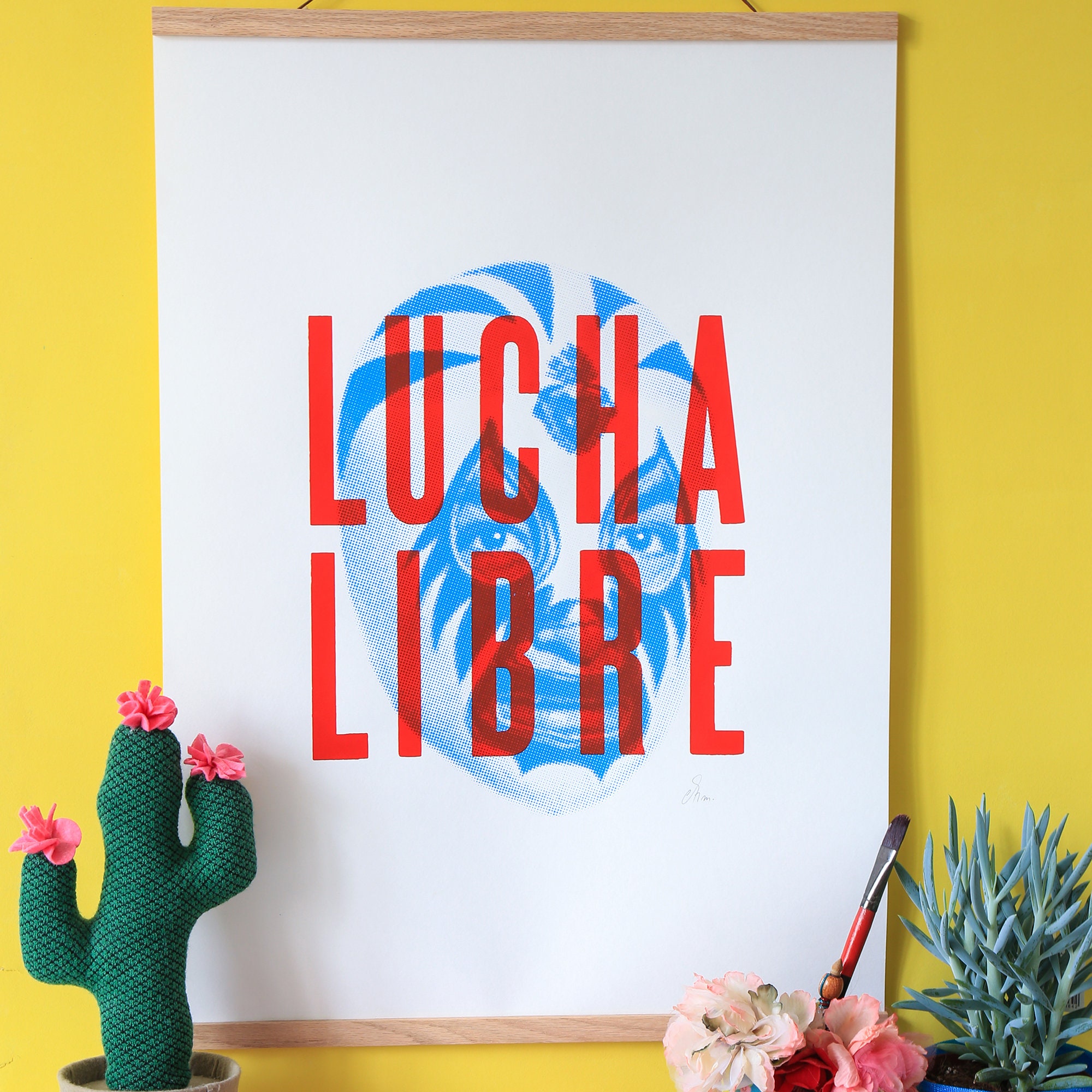Sérigraphie Affiche Lucha Libre 50 X70 cm Signée