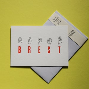 Carte Brest en dactylologie en impression typographique letterpress