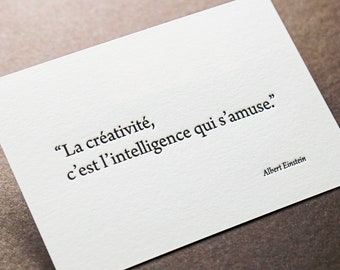 Letterpress Card Quote on Einstein's Creativity