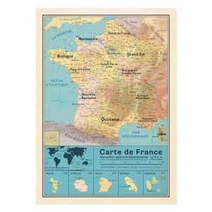  Kit Affiche carte de France vintage + Cadre Porte affiche - Nouvelles 