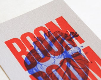 Red Boom Boom Letterpress Card