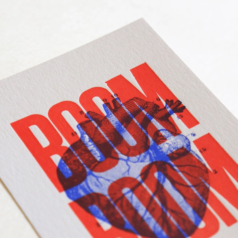 Carte Letterpress Boom Boom rouge image 1