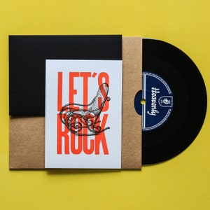 Carte Letterpress Let's Rock rouge