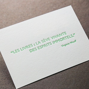 Carte Letterpress citation Virginia Woolf