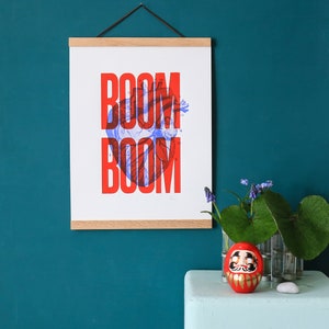 Boom Boom Red A3 Screen Printed Poster - Signed by the artist