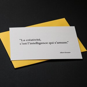 Carte Letterpress citation sur la Créativité d'Einstein image 3