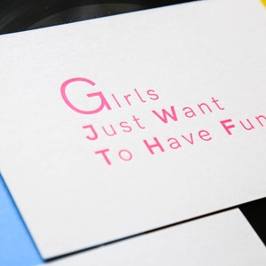 Carte Letterpress "Girls just want to have fun" image 2