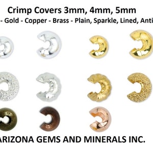 Beadalon Crimp Covers. 3mm, 4mm, and 5mm. Silver, Gold, and Copper Color Stardustb Plain Lined 48/100pcs. FREE SHIPPING