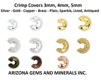 Beadalon Crimp Covers. 3mm, 4mm, and 5mm. Silver, Gold, and Copper Color Stardustb Plain Lined 48/100pcs. FREE SHIPPING