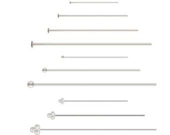 Sterling Silver.925 Head Pins Choose Size & QTY. 1' 1.5" 2" 3"- 26+24+22 Gauge FREE SHIPPING